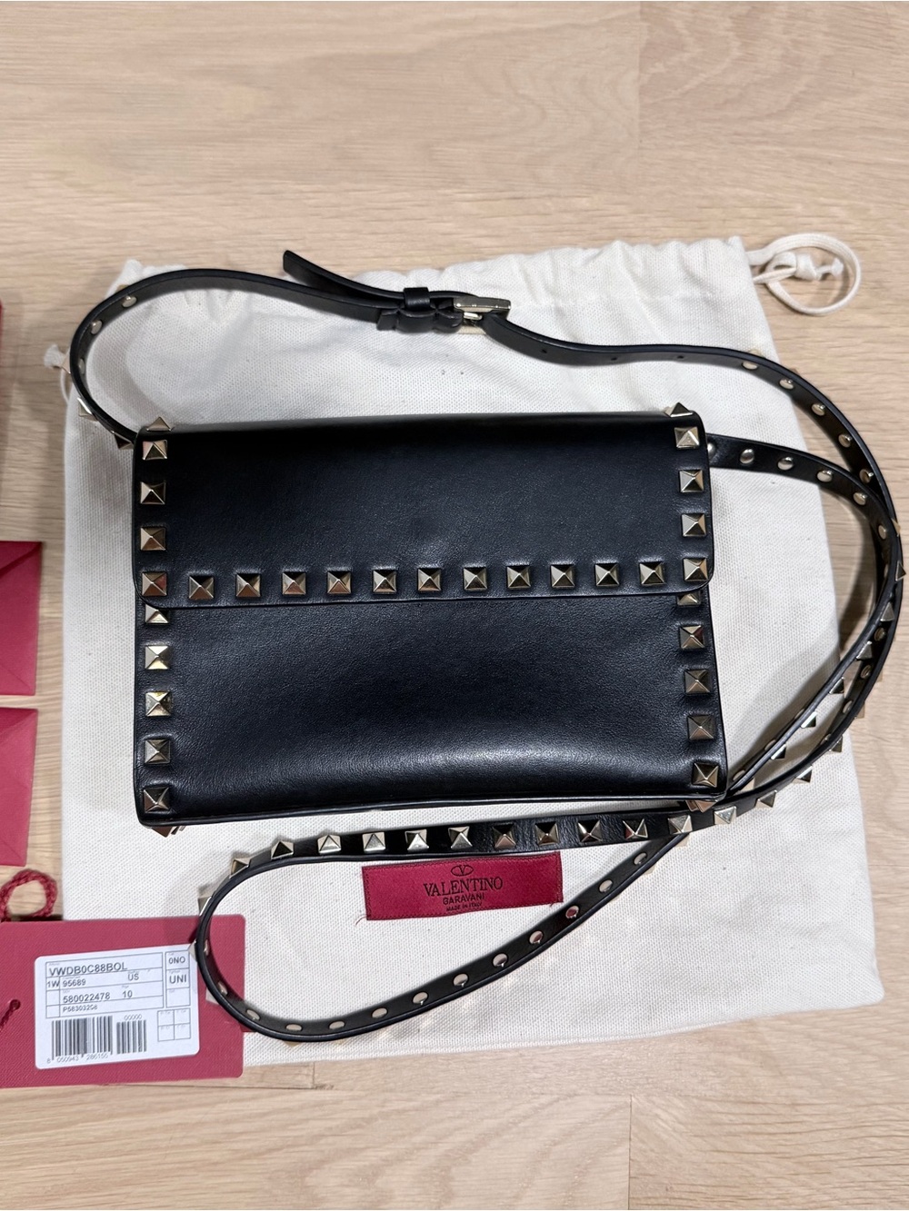 Valentino Garavani Black Leather Rockstud Crossbody Bag